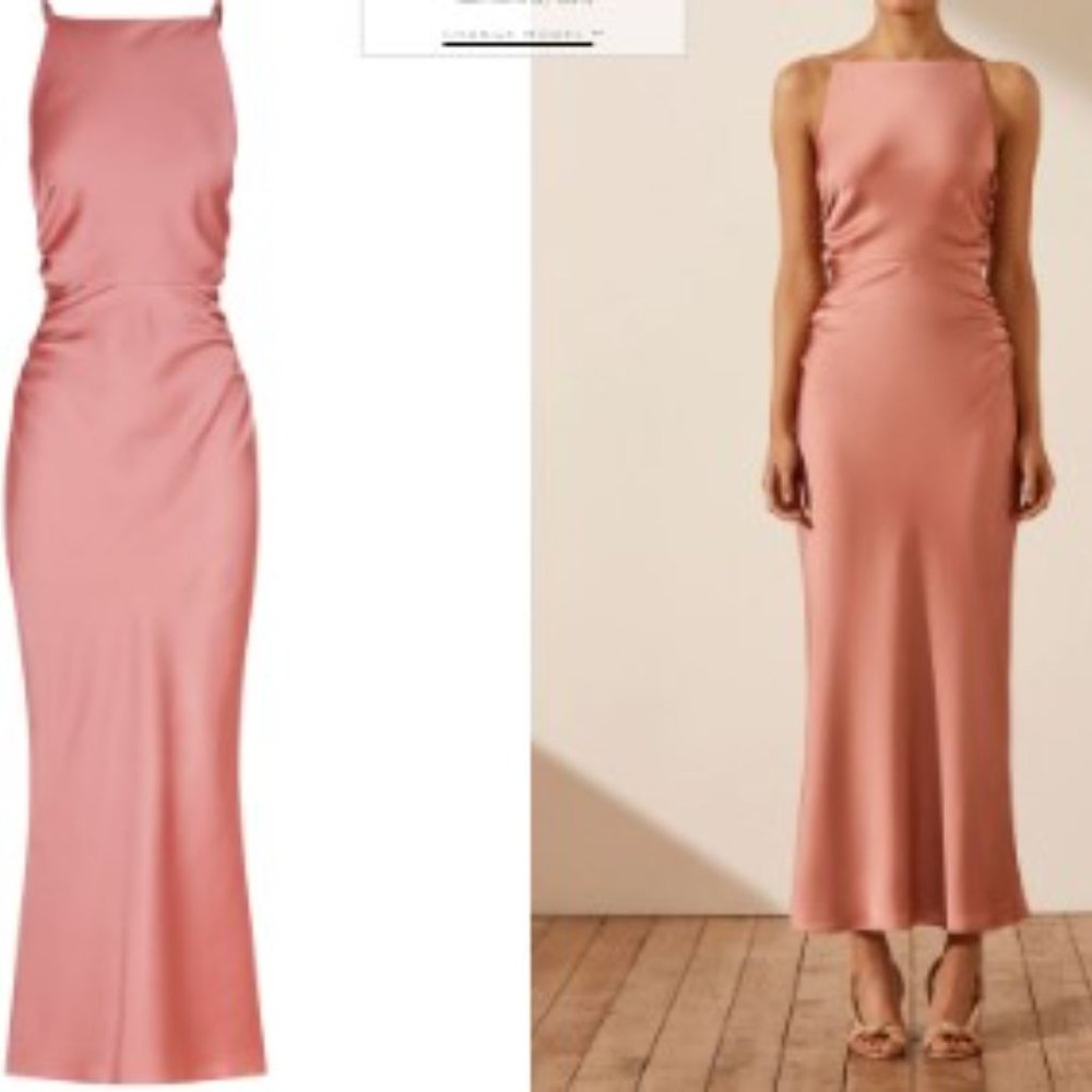 Shona Joy Lux Neck Ruched Midi Dress